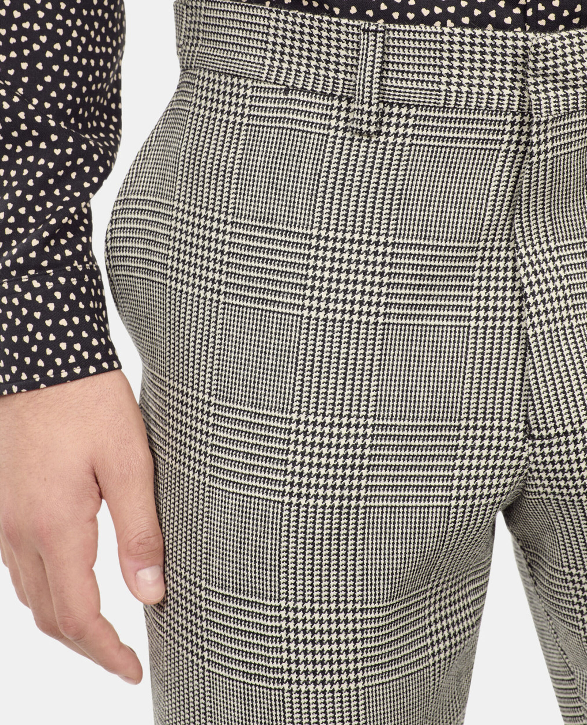 Pantalon de costume en laine pied de poule noir et blanc, BLACK WHITE, hi-res image number null