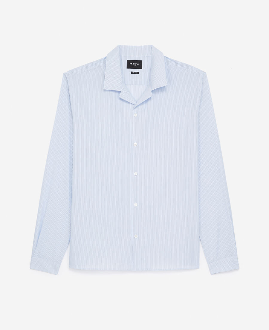 Chemise coton bleue et blanche ray?�e | The Kooples - France