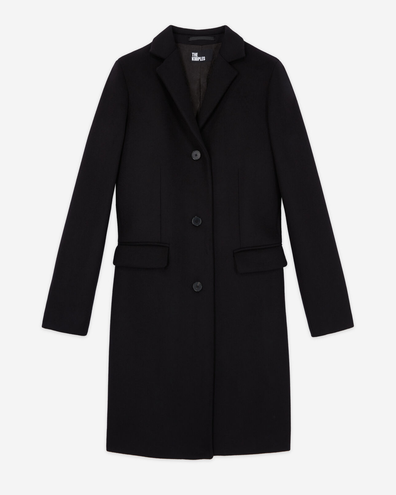 The Kooples DAMEN BLACK schwarzer wollmantel aus kaschmir