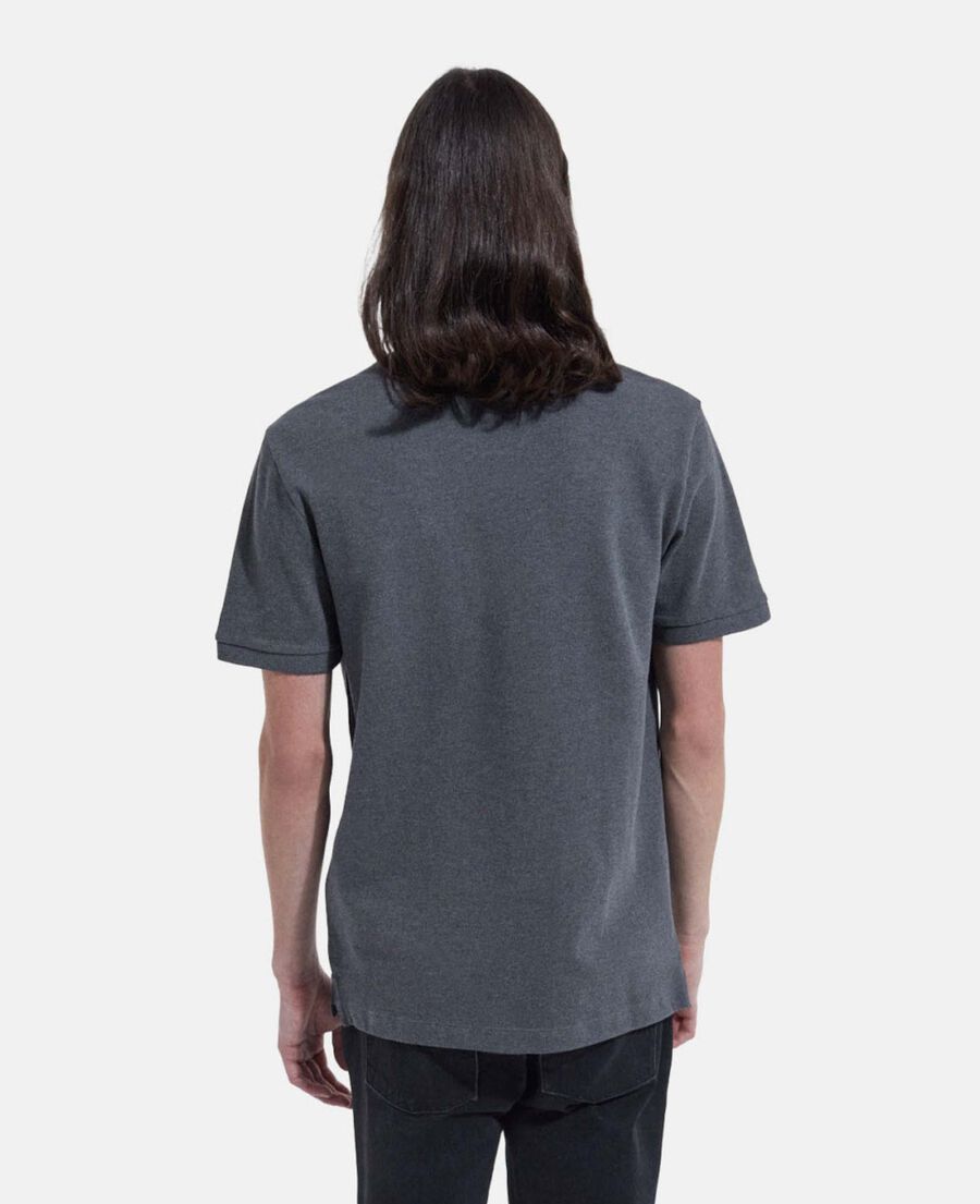 The Kooples H GREY-NAVY dark gray embroidered polo w/ officer collar
