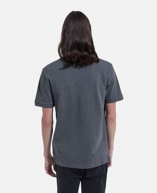 The Kooples H GREY-NAVY dark gray embroidered polo w/ officer collar