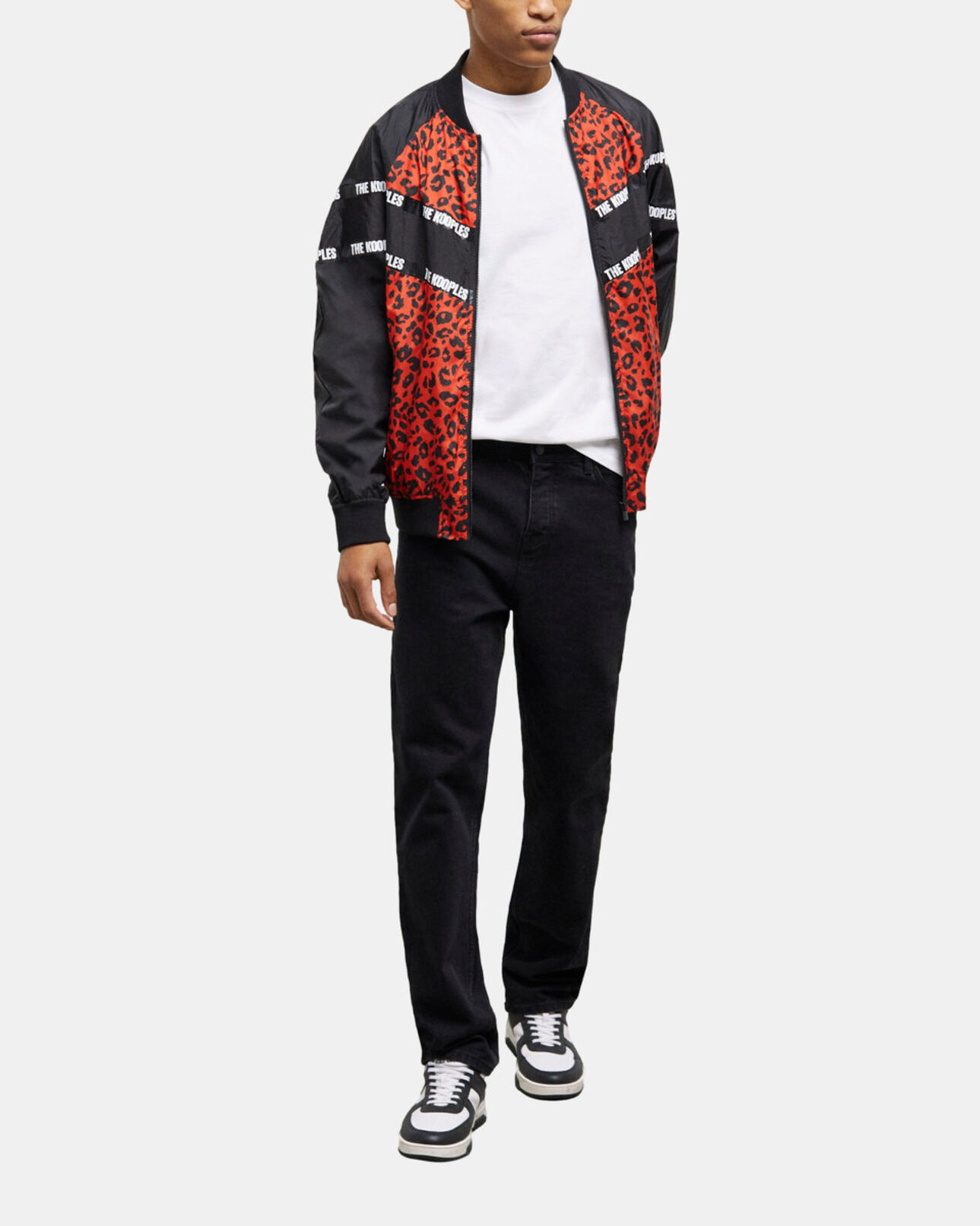 The Kooples MEN MULTICOLOR two-tone jacket with logo bands