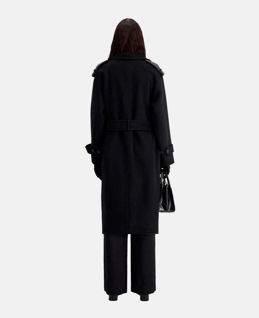 Long black coat in wool blend The Kooples UK