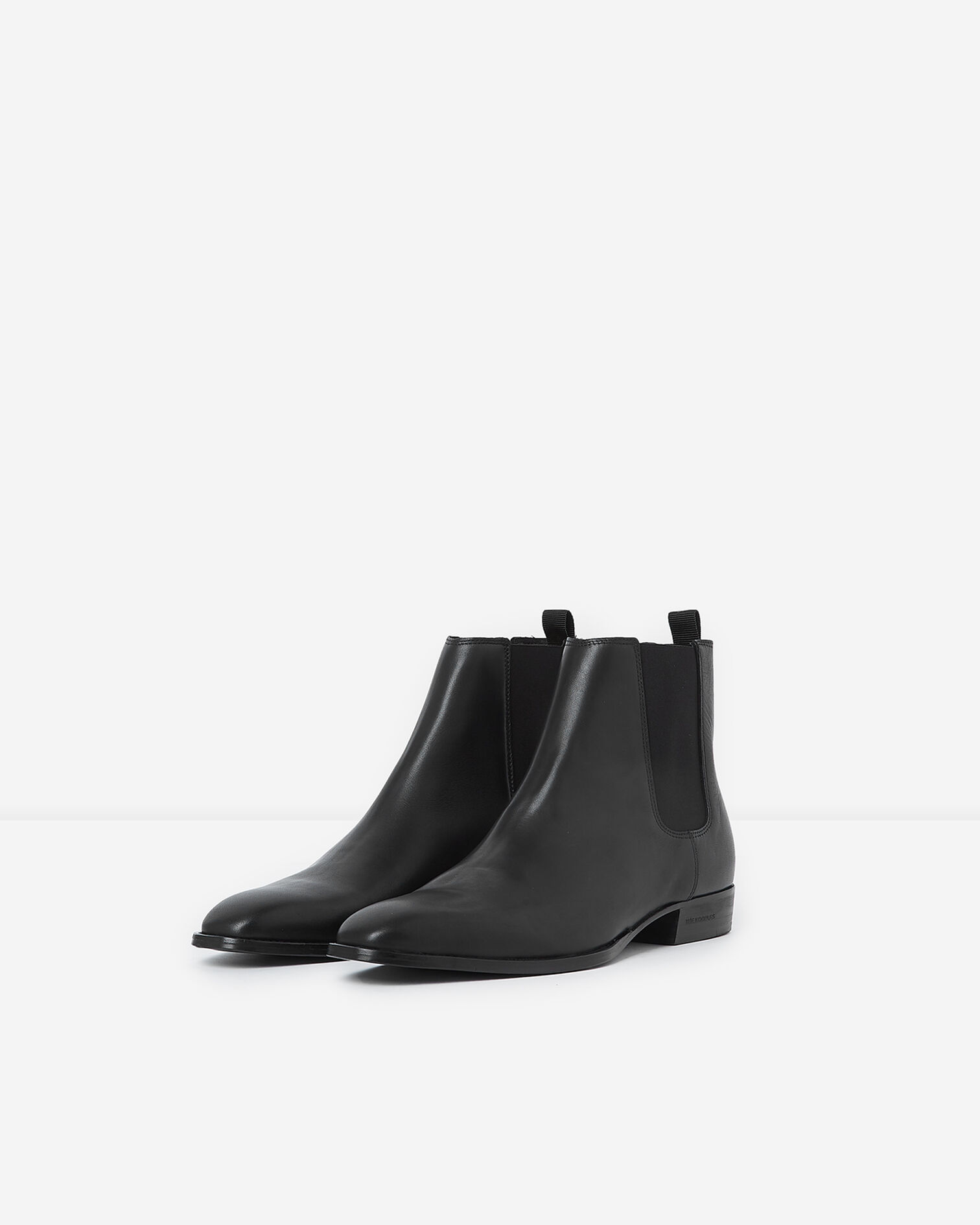 Flat black leather chelsea boots, BLACK, hi-res image number null