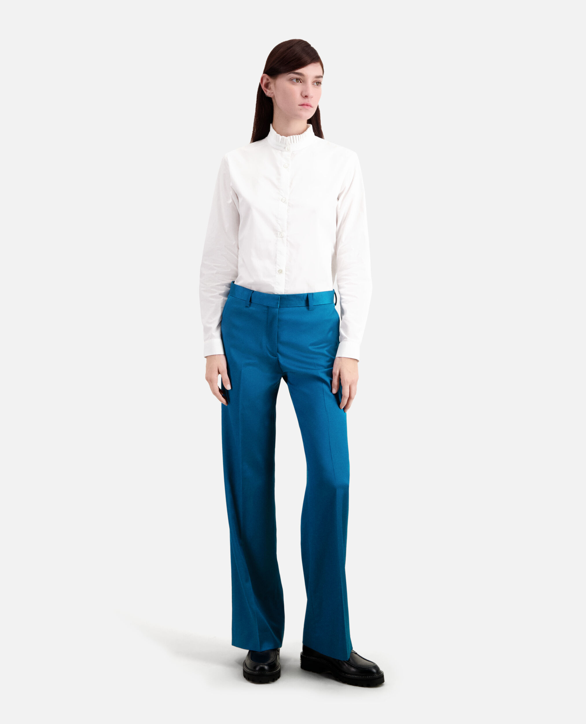 Blue satin suit trousers, DEEP BLUE, hi-res image number null