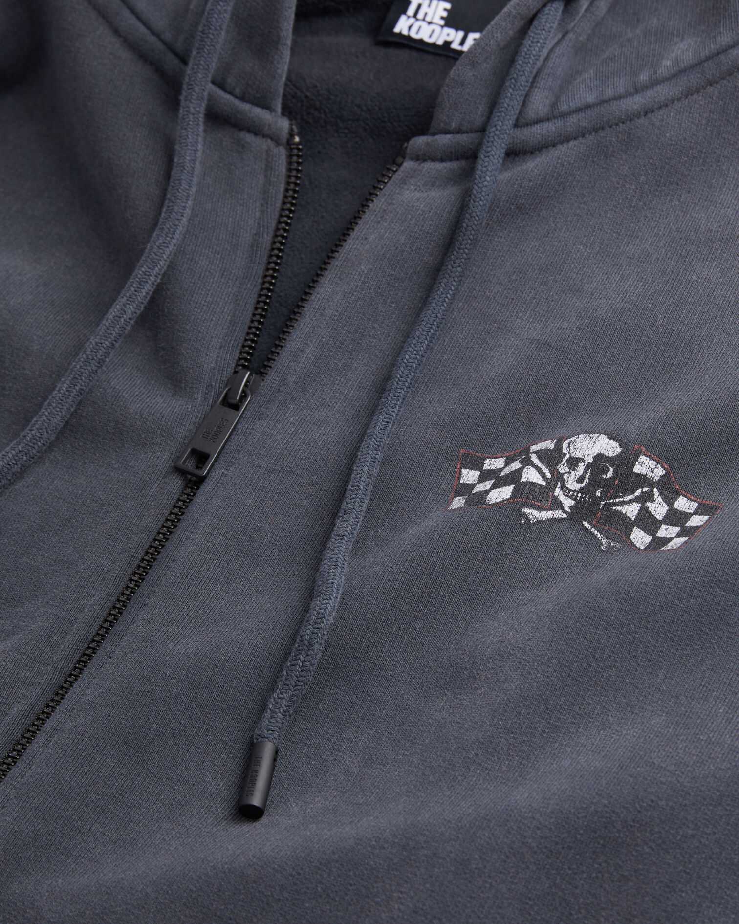 Sweatshirt Homme à capuche noir avec sérigraphie Racing skull, BLACK WASHED, hi-res image number null
