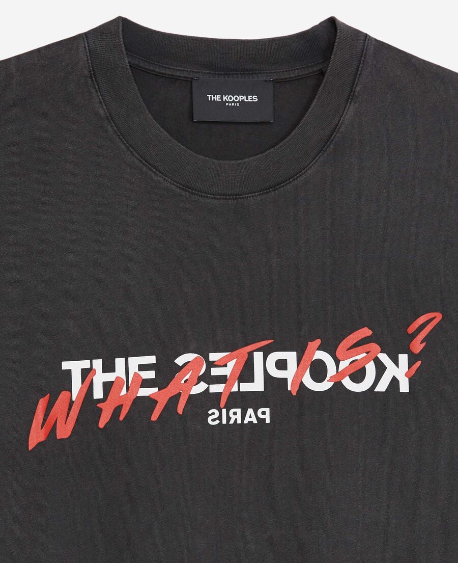 The Kooples DAMEN BLACK WASHED was ist ein schwarzes t-shirt aus gewaschener baumwolle