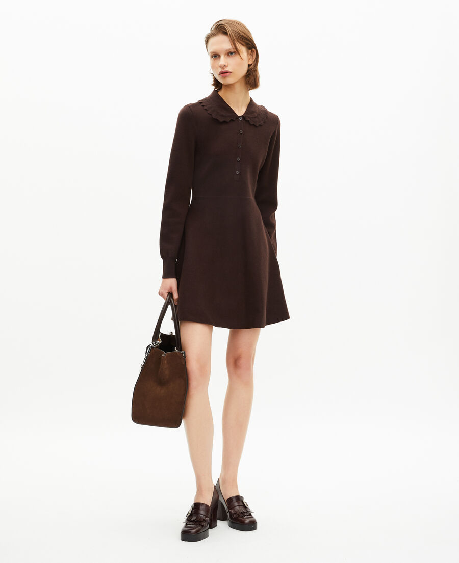 The Kooples FEMME CHOCOLATE robe courte en maille marron