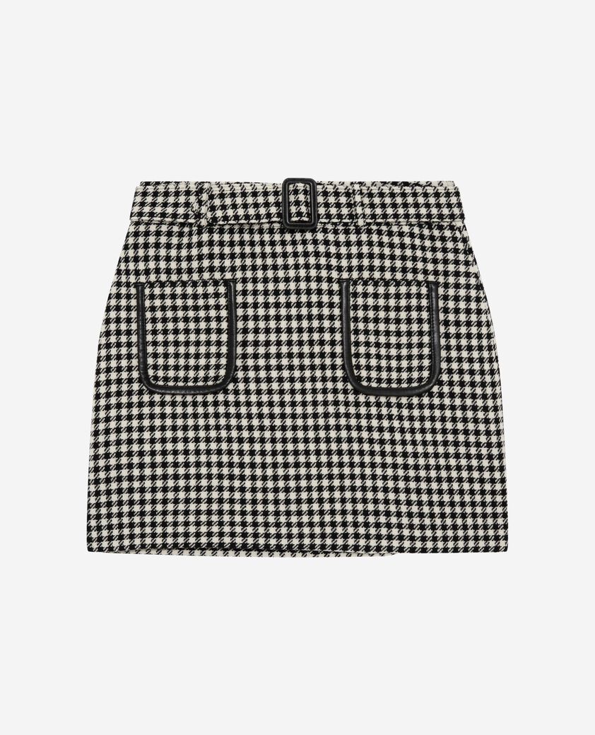 The Kooples F BLACK WHITE short black and white houndstooth skirt