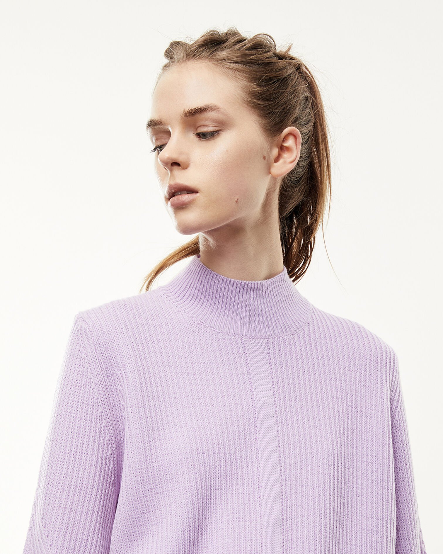 Pull laine mérinos violet clair ample, PURPLE, hi-res image number null