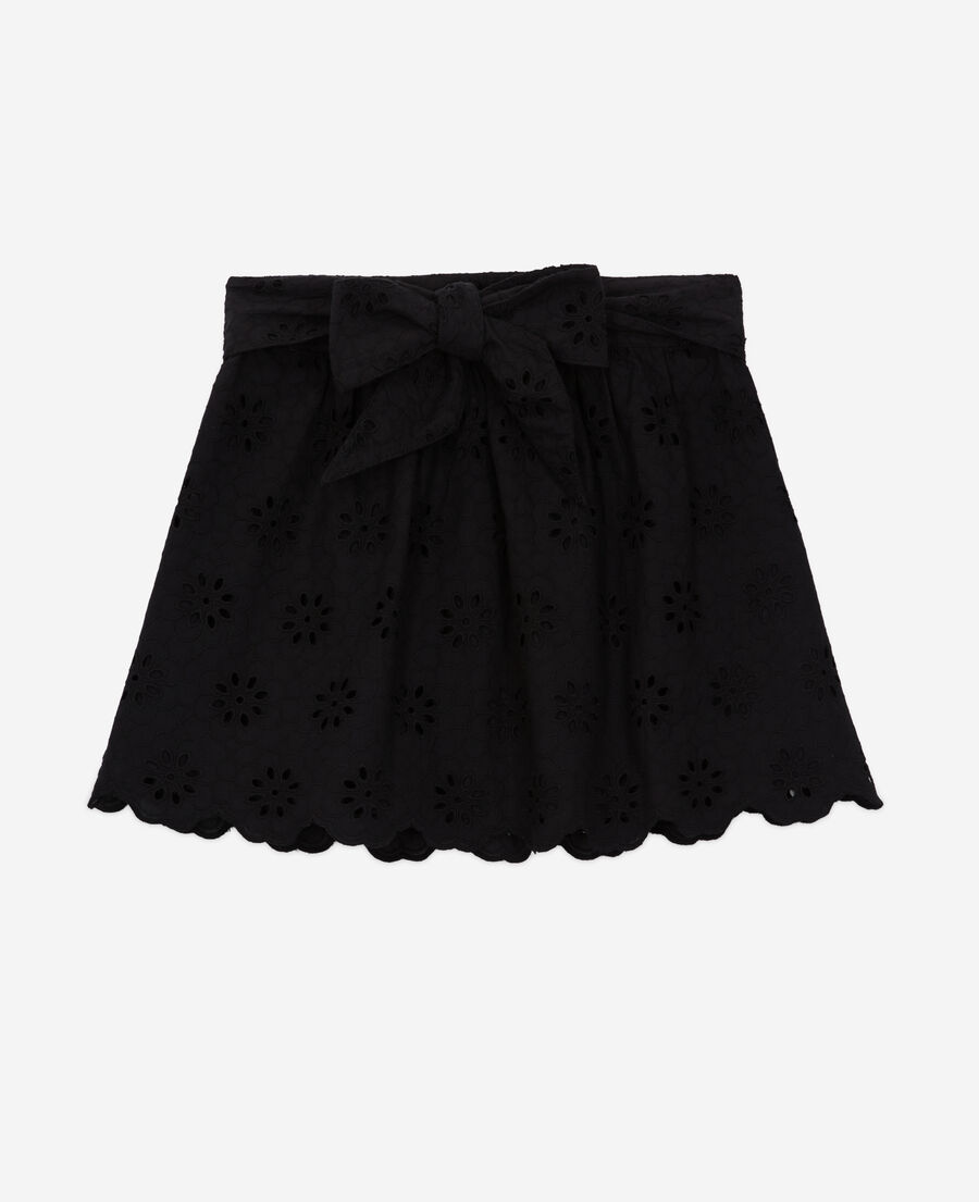 The Kooples FEMME BLACK jupe courte noire en broderie anglaise