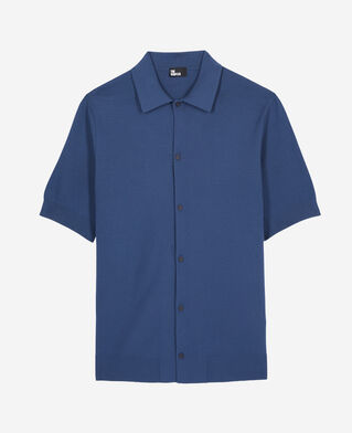The Kooples H MIDDLE NAVY blue short-sleeved knitted shirt
