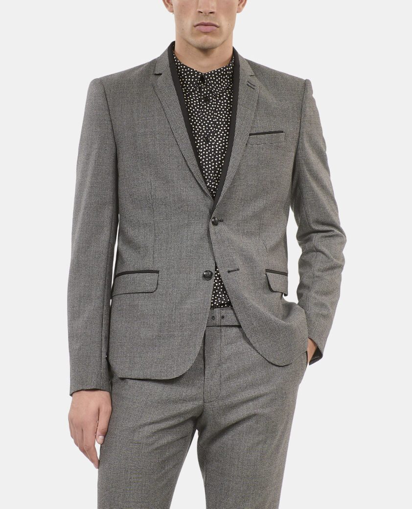 The Kooples HOMME BLACK GREY veste de costume pied de poule noir et blanc