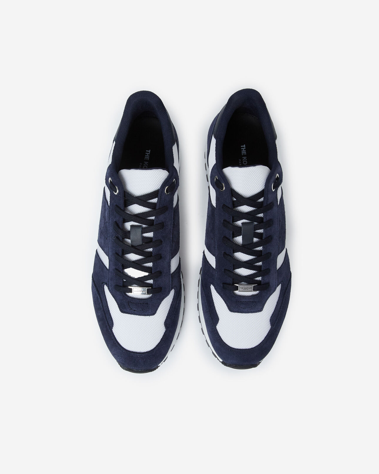 The Kooples HOMBRE BEIGE / NAVY zapatillas blancas y azules retro piel malla
