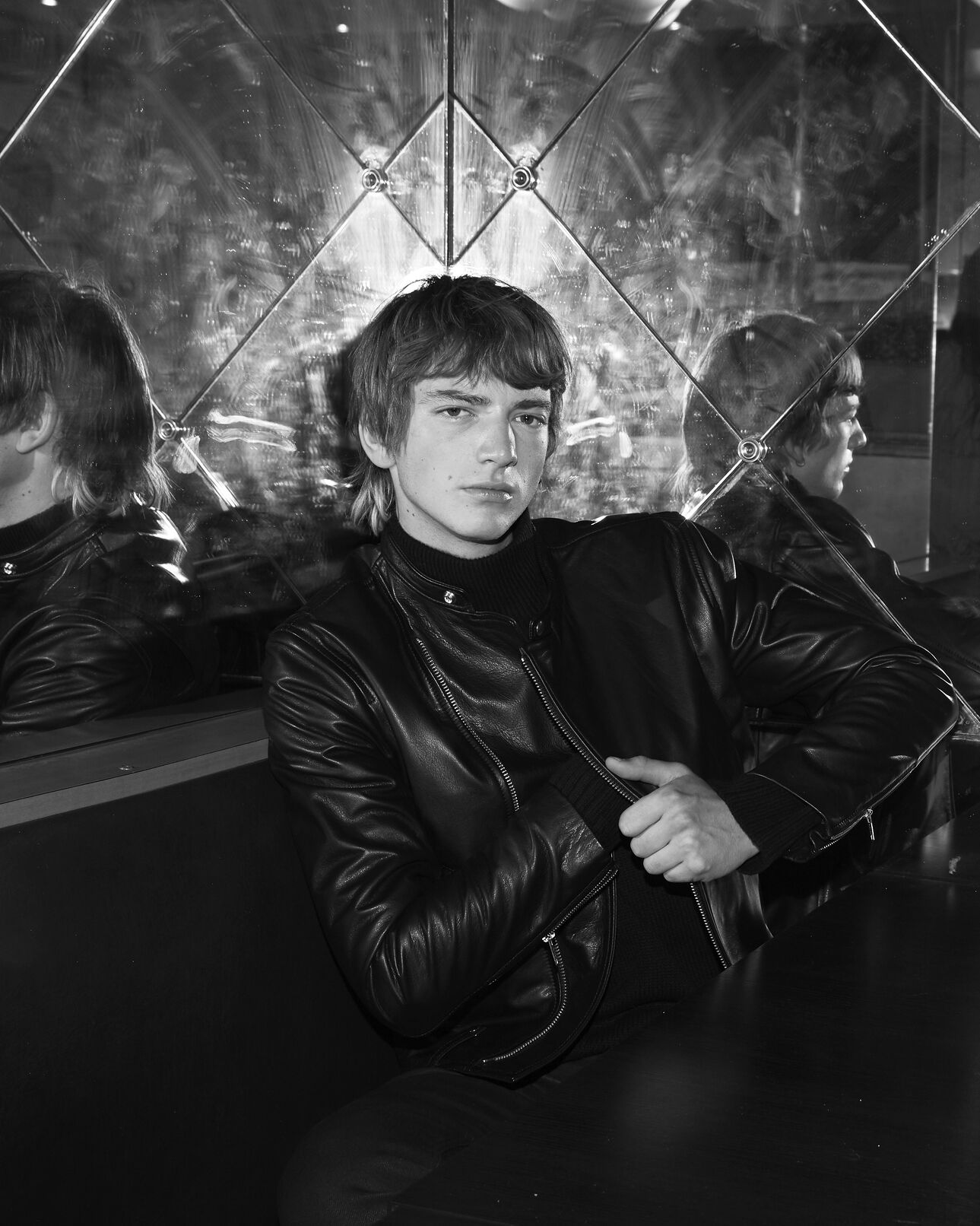 The Kooples HOMME BLACK blouson cuir noir perfecto col motard