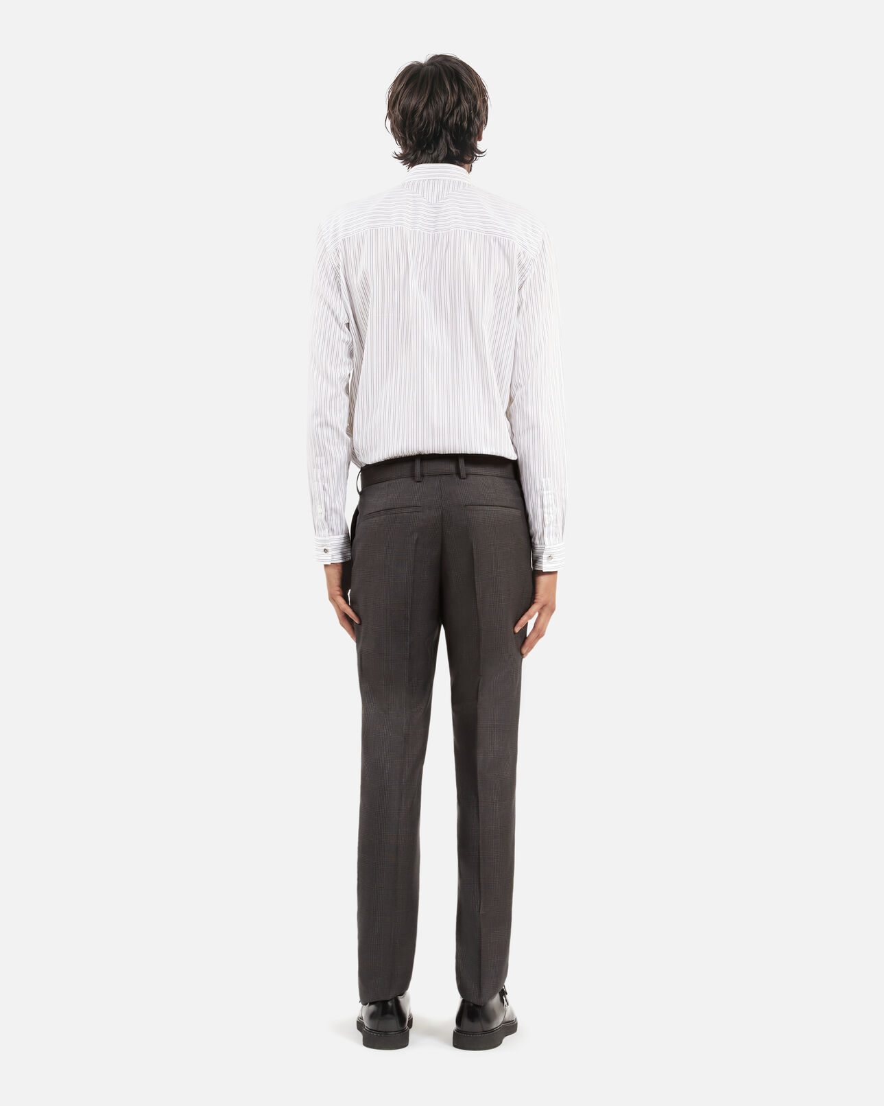 The Kooples HOMME DARK GREY pantalon de costume en laine prince de galles gris