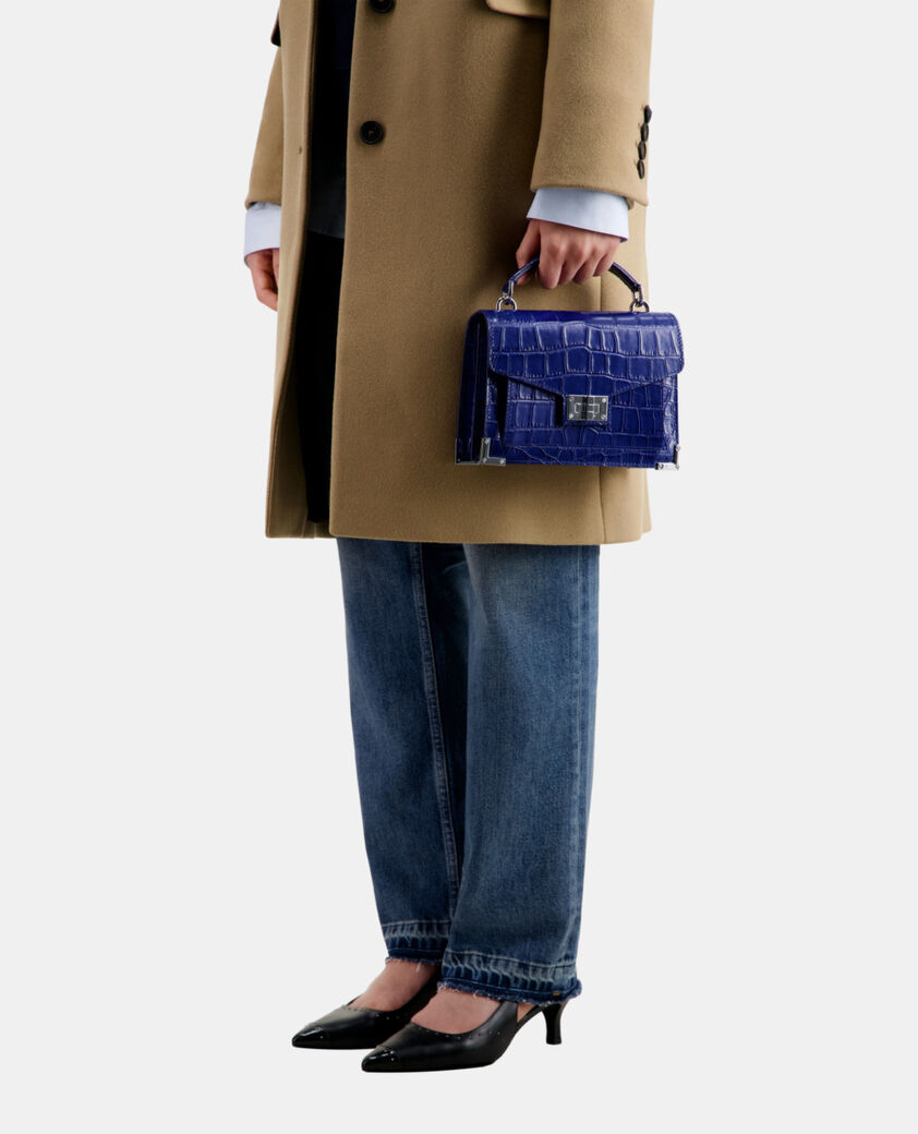The Kooples FEMME DARK BLUE - NAVY sac emily small en cuir bleu effet crocodile