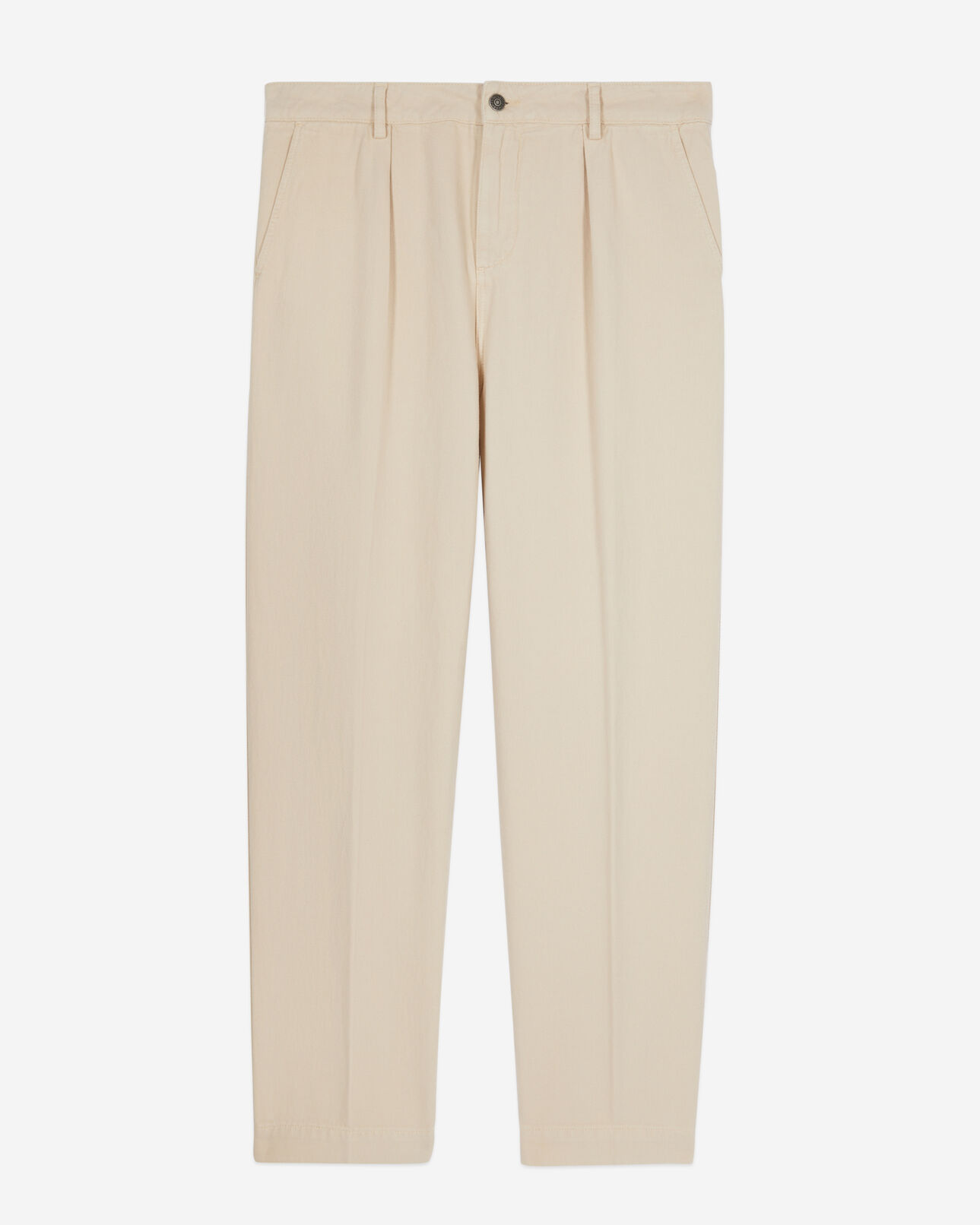 The Kooples MEN BEIGE beige cotton and linen trousers with pleats
