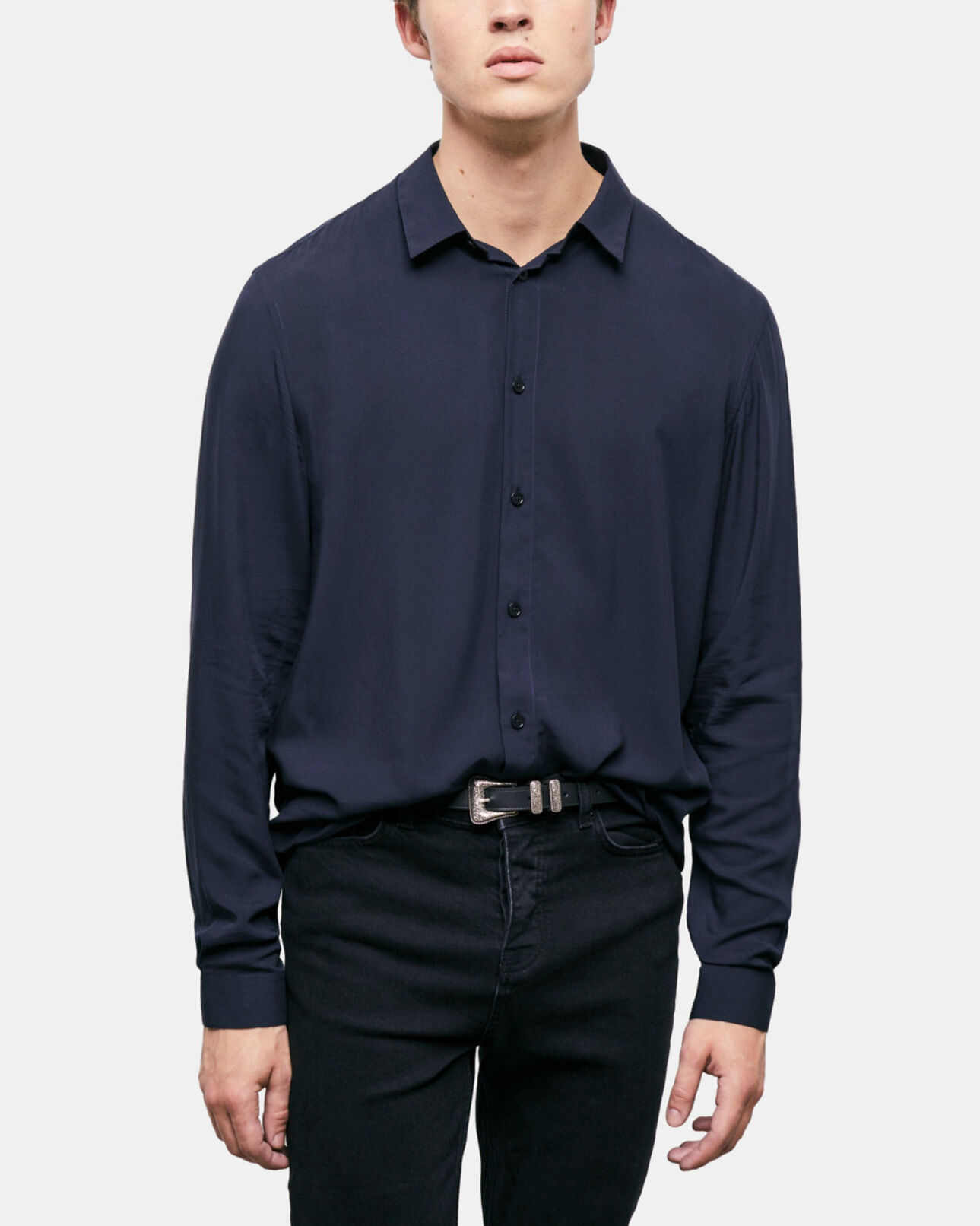 The Kooples MEN DARK NAVY navy blue shirt  with classic collar