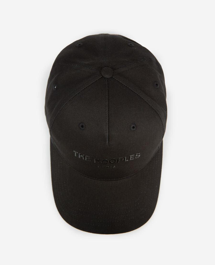 black cotton cap with tone-on-tone logo