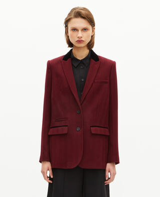The Kooples FEMME WINE RED veste avec col velours bordeaux