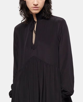 The Kooples WOMEN BLACK long black silk dress
