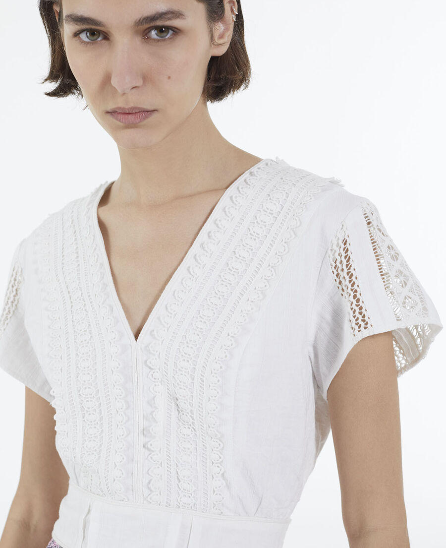 white short-sleeve cotton fitted top