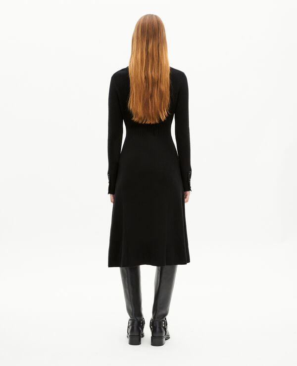 The Kooples DAMEN BLACK langes kleid aus schwarzer wolle