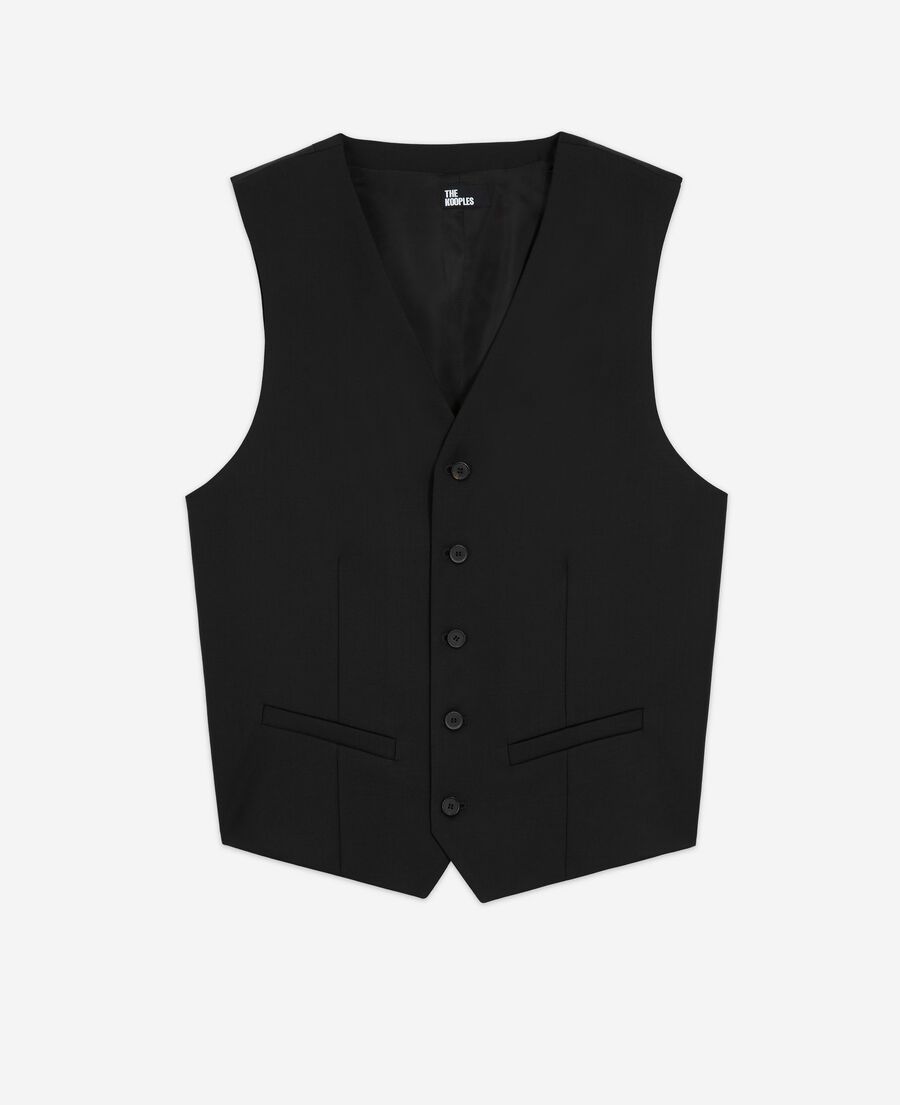 The Kooples MEN BLACK black suit vest in wool tailored cut