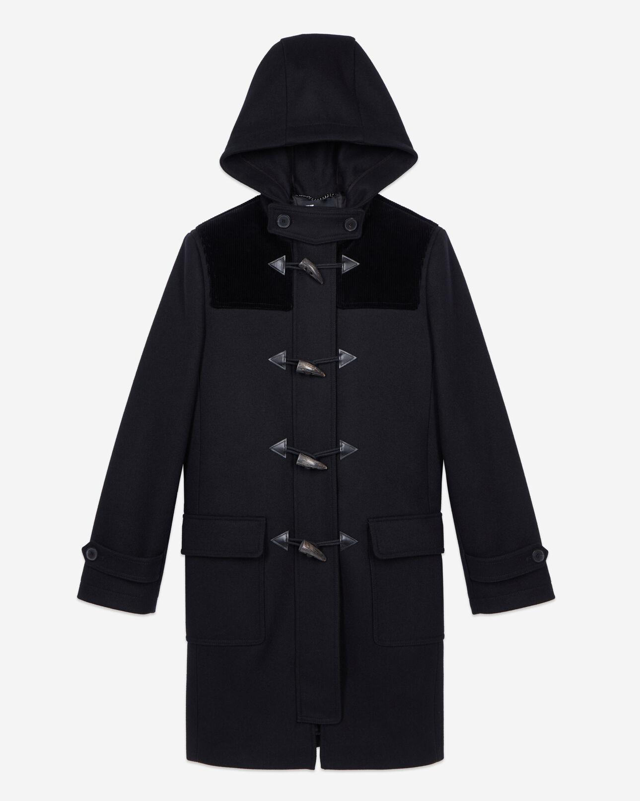 The Kooples WOMEN BLACK black hooded pea coat