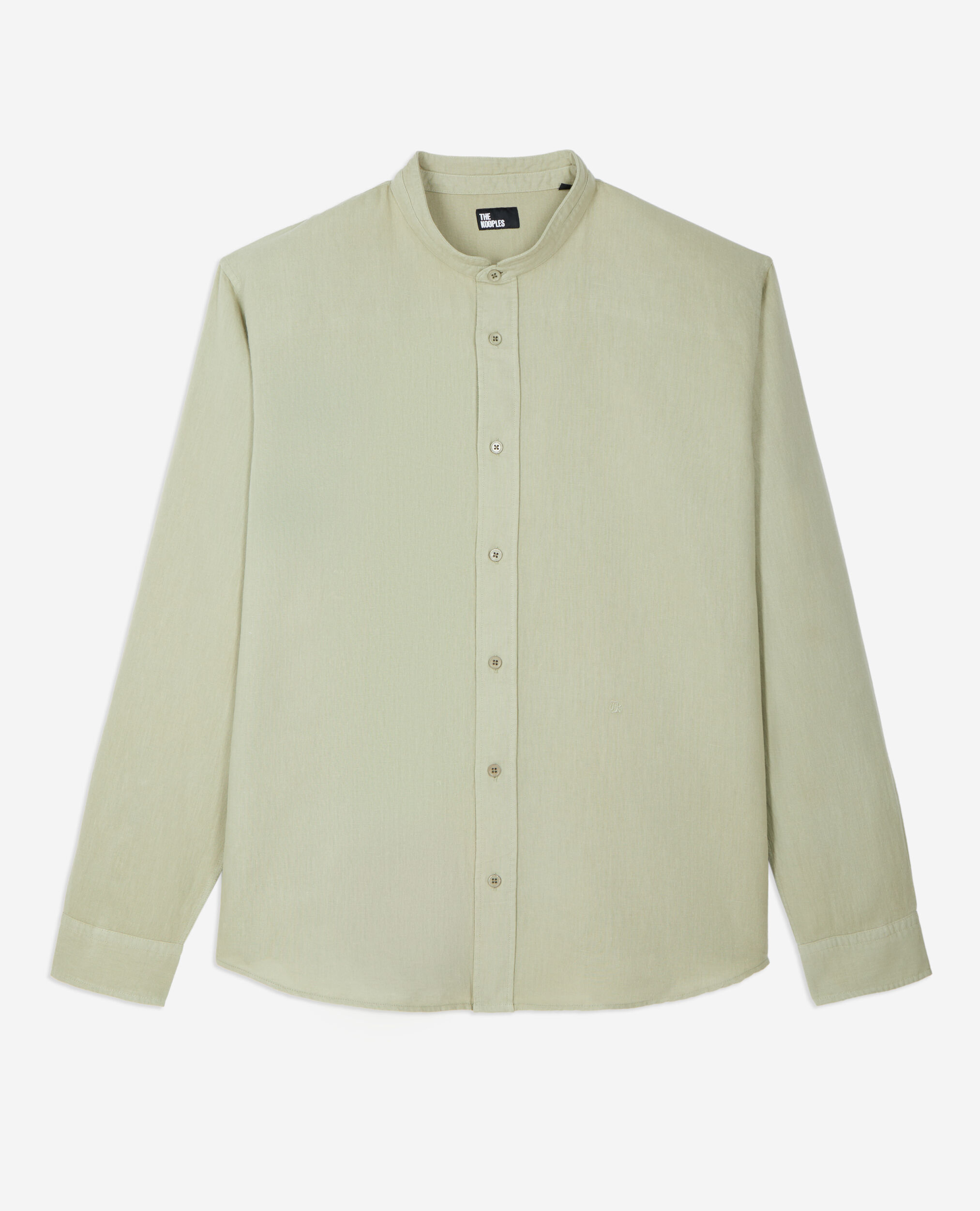 Light green cotton and linen shirt, KAKI GREY, hi-res image number null