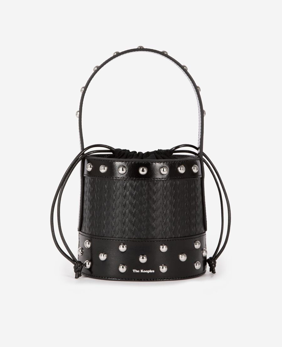 The Kooples F BLACK studded bucket bag, black