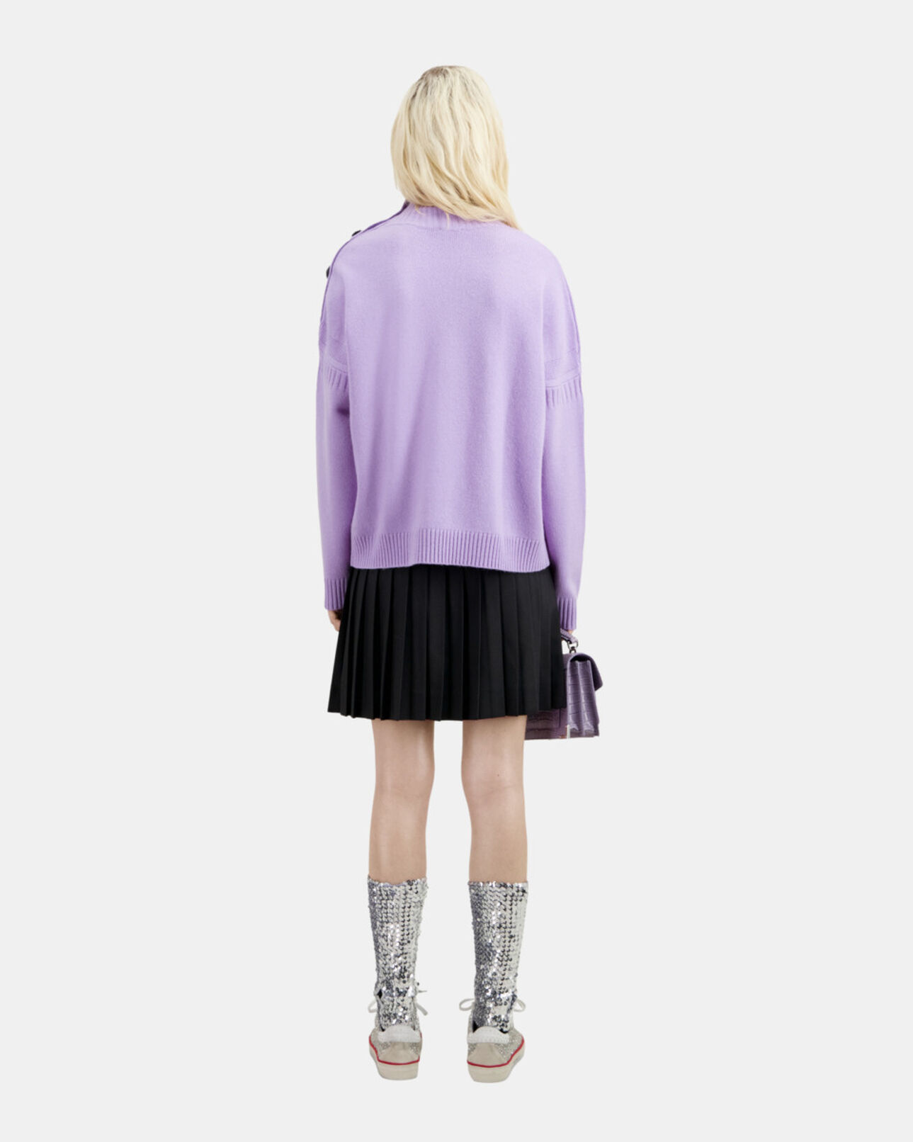 The Kooples FEMME LIGHT PURPLE pull en cachemire avec boutons mauve
