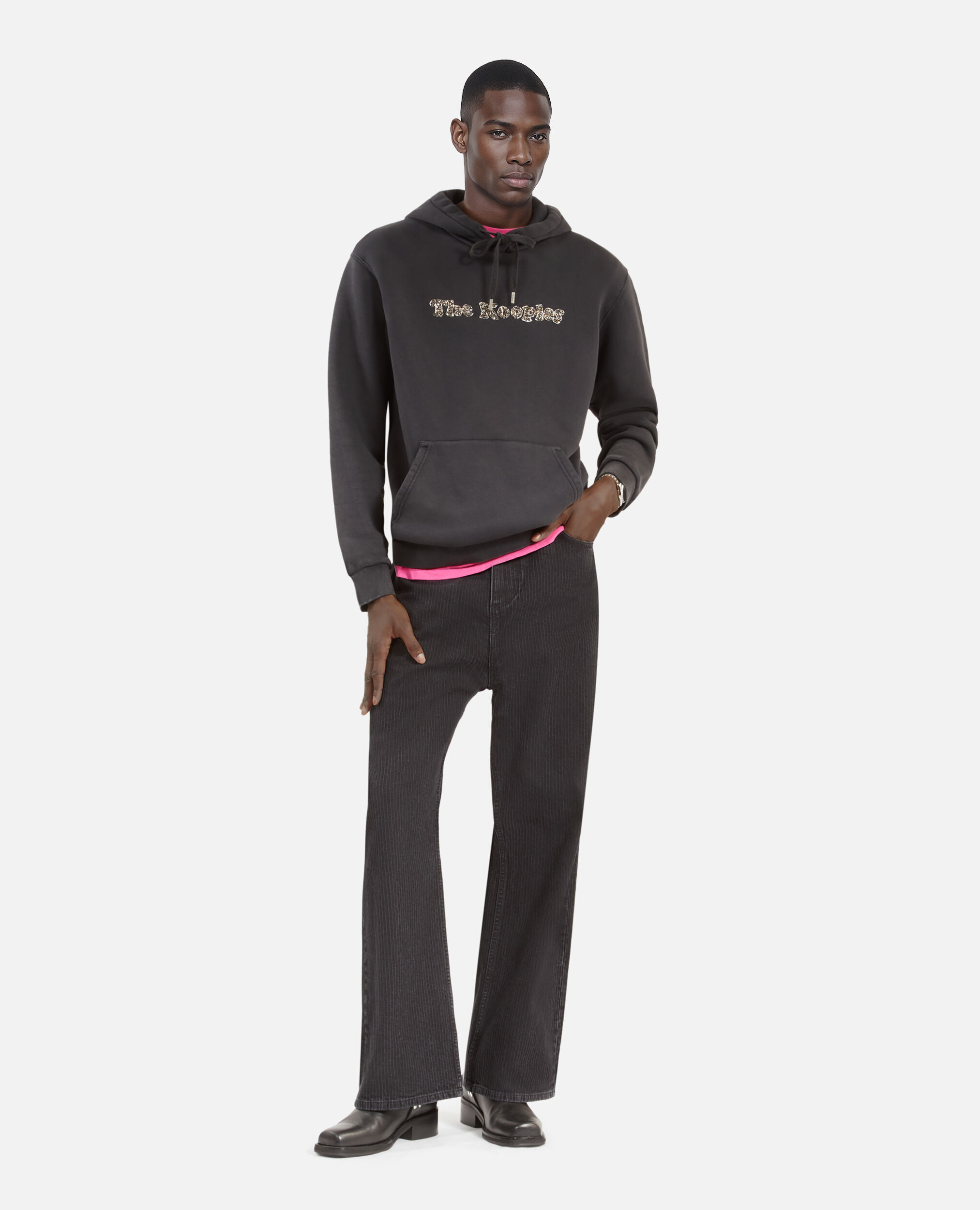 Schwarzes Kapuzensweatshirt mit Logo, BLACK WASHED, hi-res image number null