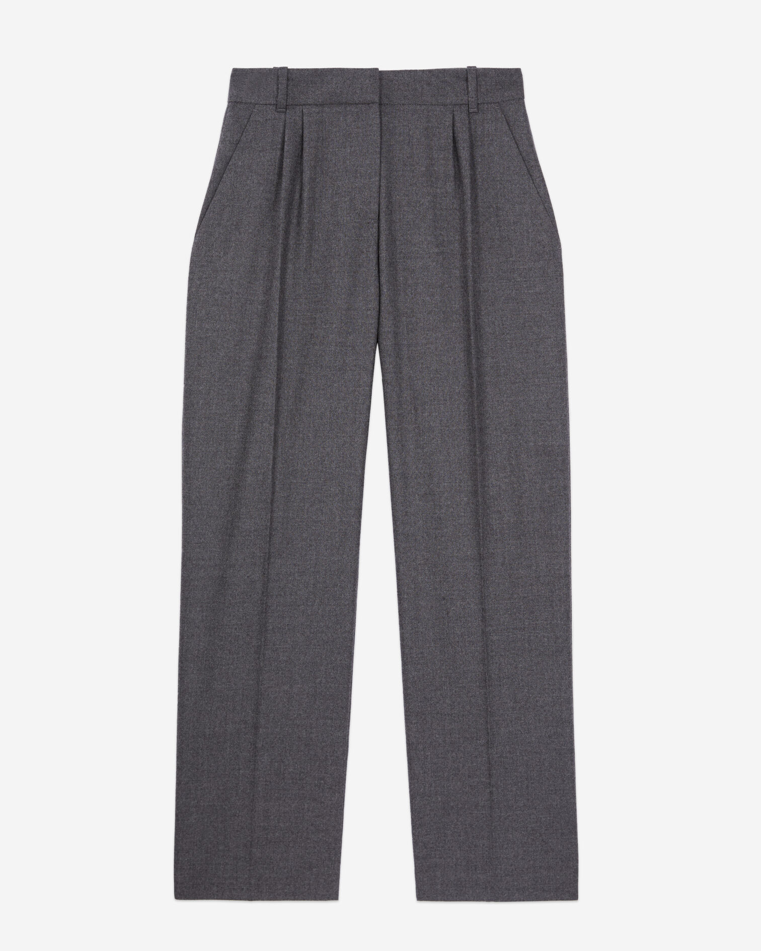 Grey flannel trousers with pleats, GREY, hi-res image number null