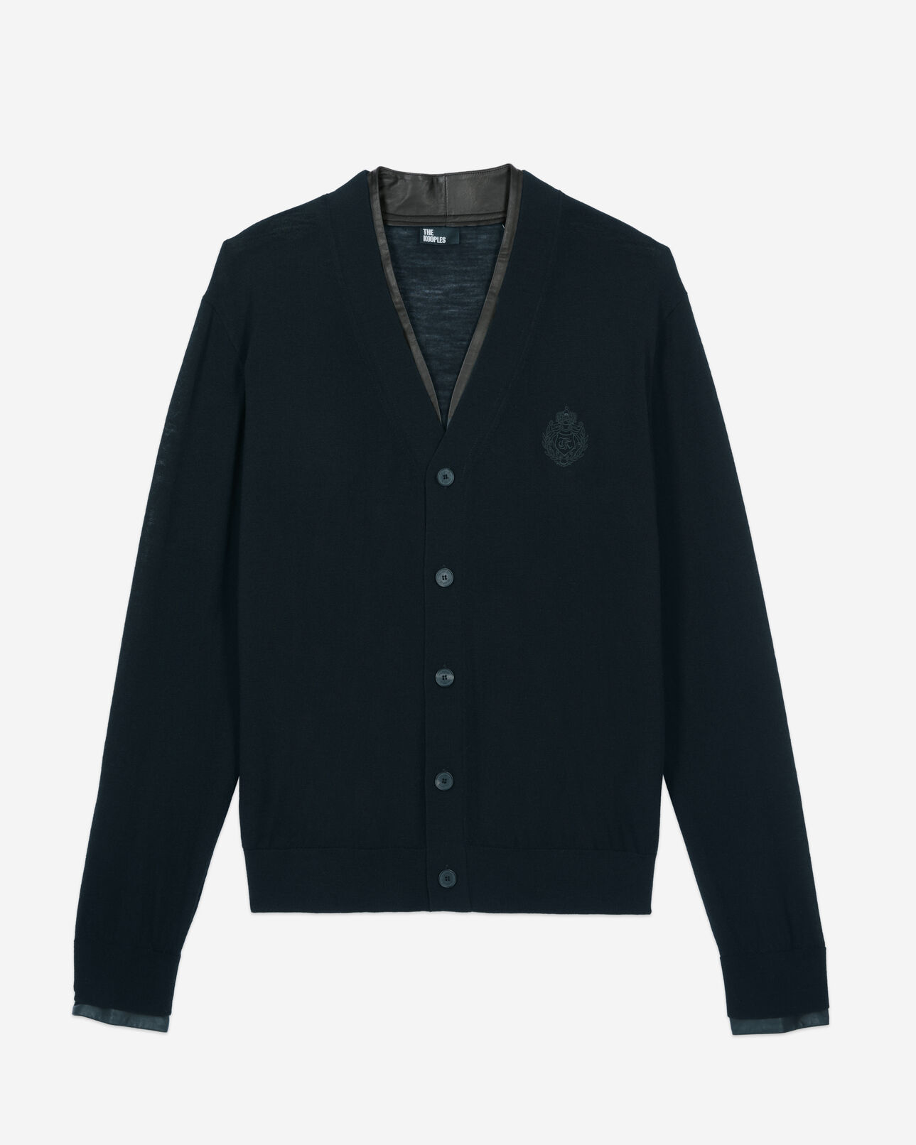 The Kooples HOMME BLACK cardigan en laine merinos noire