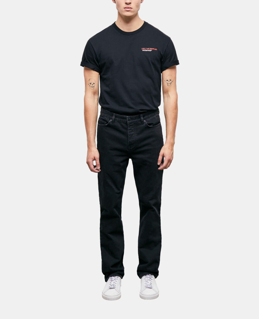 The Kooples HERREN BLACK WASHED schwarze jeans mit geradem bein