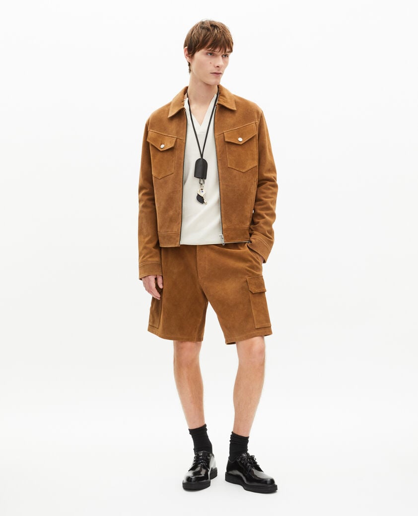 The Kooples HOMBRE CAMEL pantalones cortos de ante camel