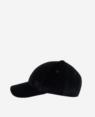 The Kooples M BLACK white velvet cap with fine stripes
