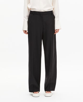 The Kooples FEMME BLACK pantalon large en laine noir