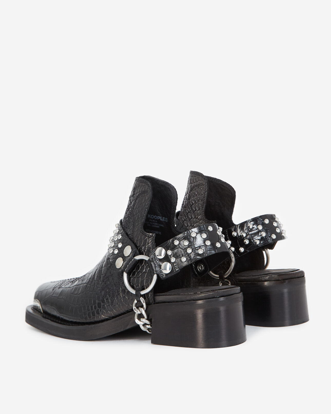 The Kooples FEMME BLACK mules cuir noires détail western amovible