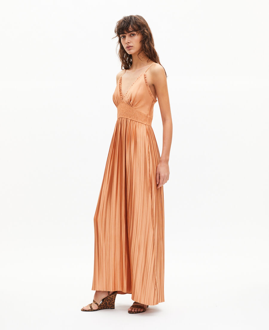 The Kooples F CAMEL light orange pleated maxi dress