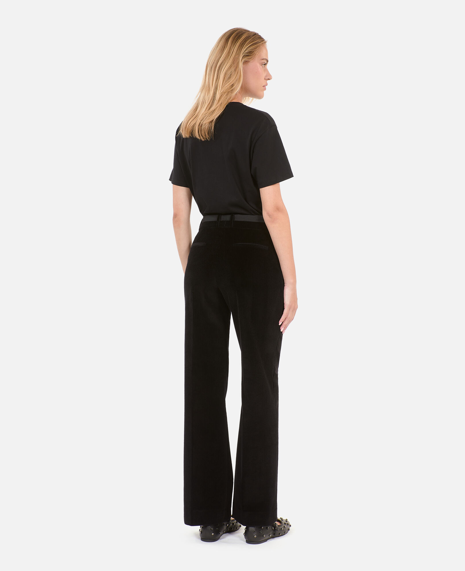 The Kooples MUJER BLACK pantalones rectos de pana negra de sastre