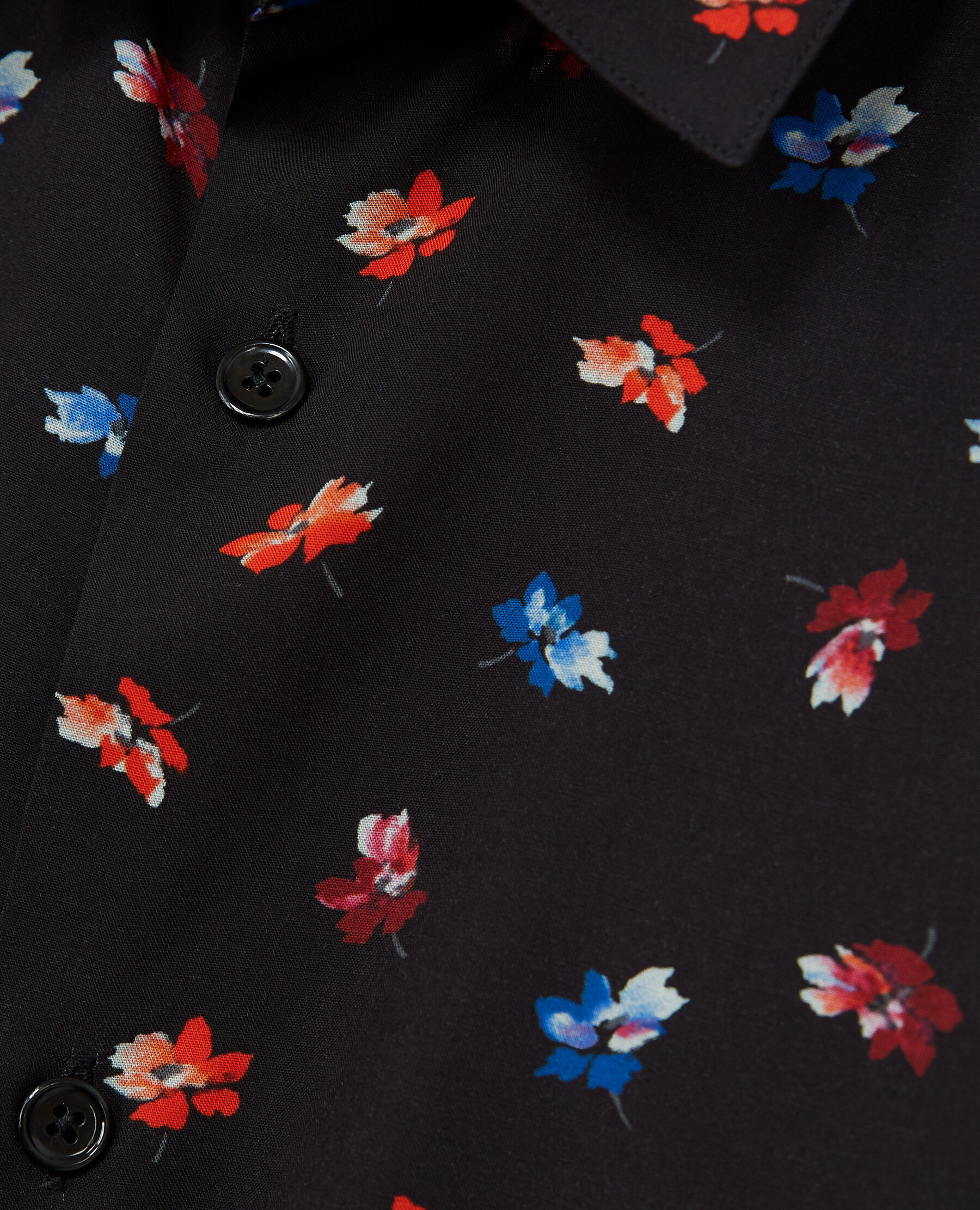 Black shirt with red flowers outlet