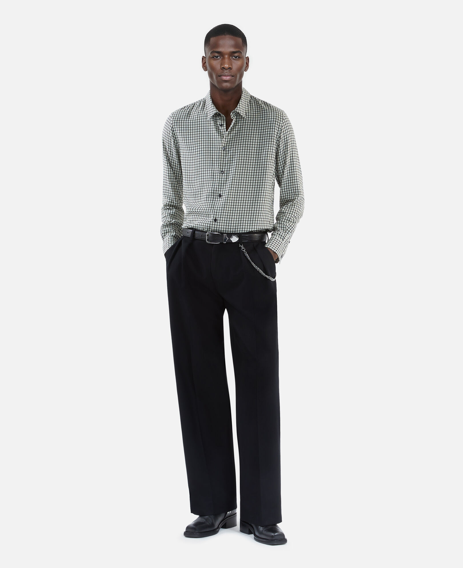 The Kooples MEN BLACK WHITE floral print shirt