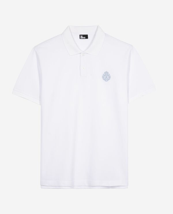 The Kooples MEN WHITE polo shirt in piqué with classic white collar