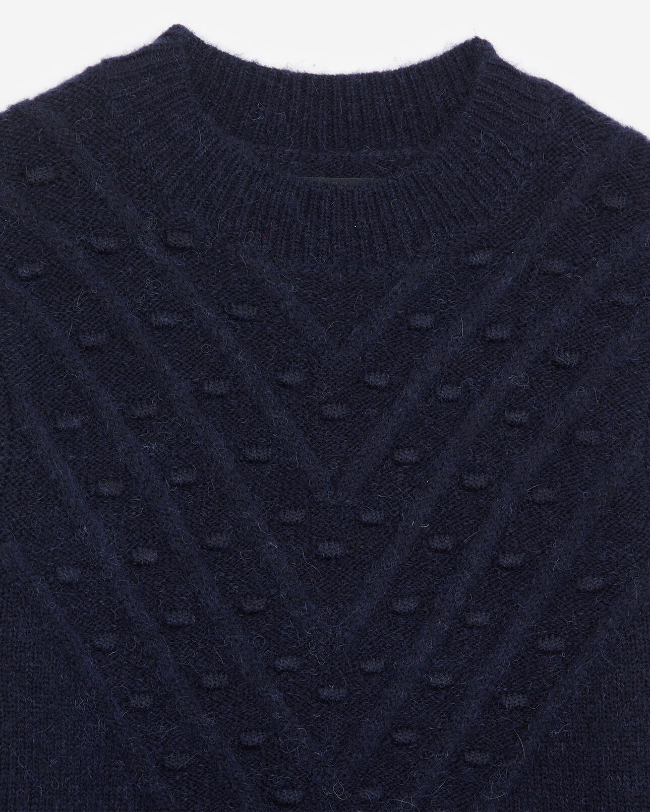 The Kooples WOMEN NAVY blue wool blend sweater with crew neck