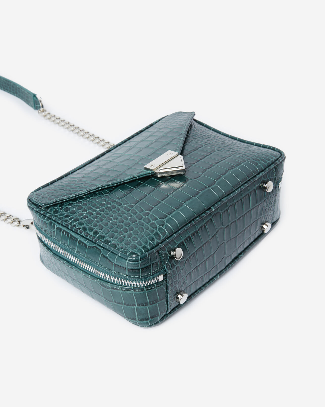The Kooples DAMEN EMERAUDE grüne ledertasche barbara in krokooptik