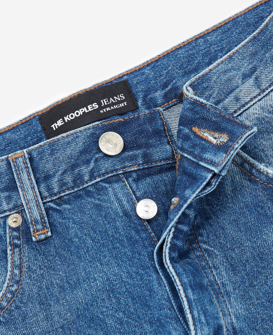 The Kooples H BLUE DENIM straight blue faded jeans with five pockets