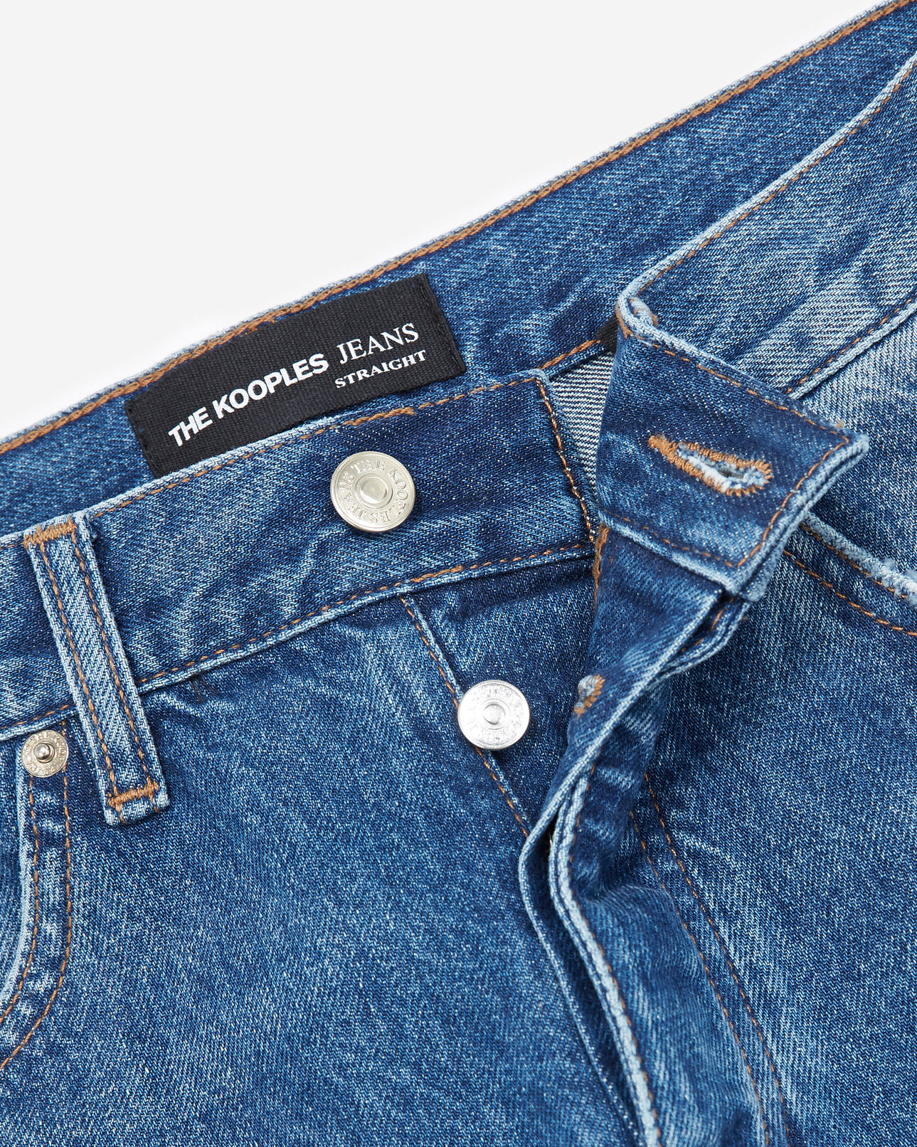 The Kooples MEN BLUE DENIM straight blue faded jeans with five pockets